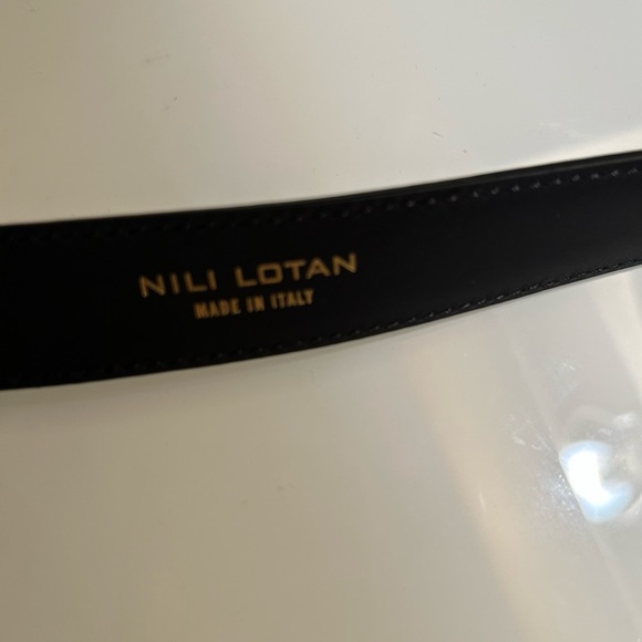 Nili Lotan - LOUISE BELT FLAT CALFSKIN Black Leather Belt w Gold Hardware - Picture 8 of 8